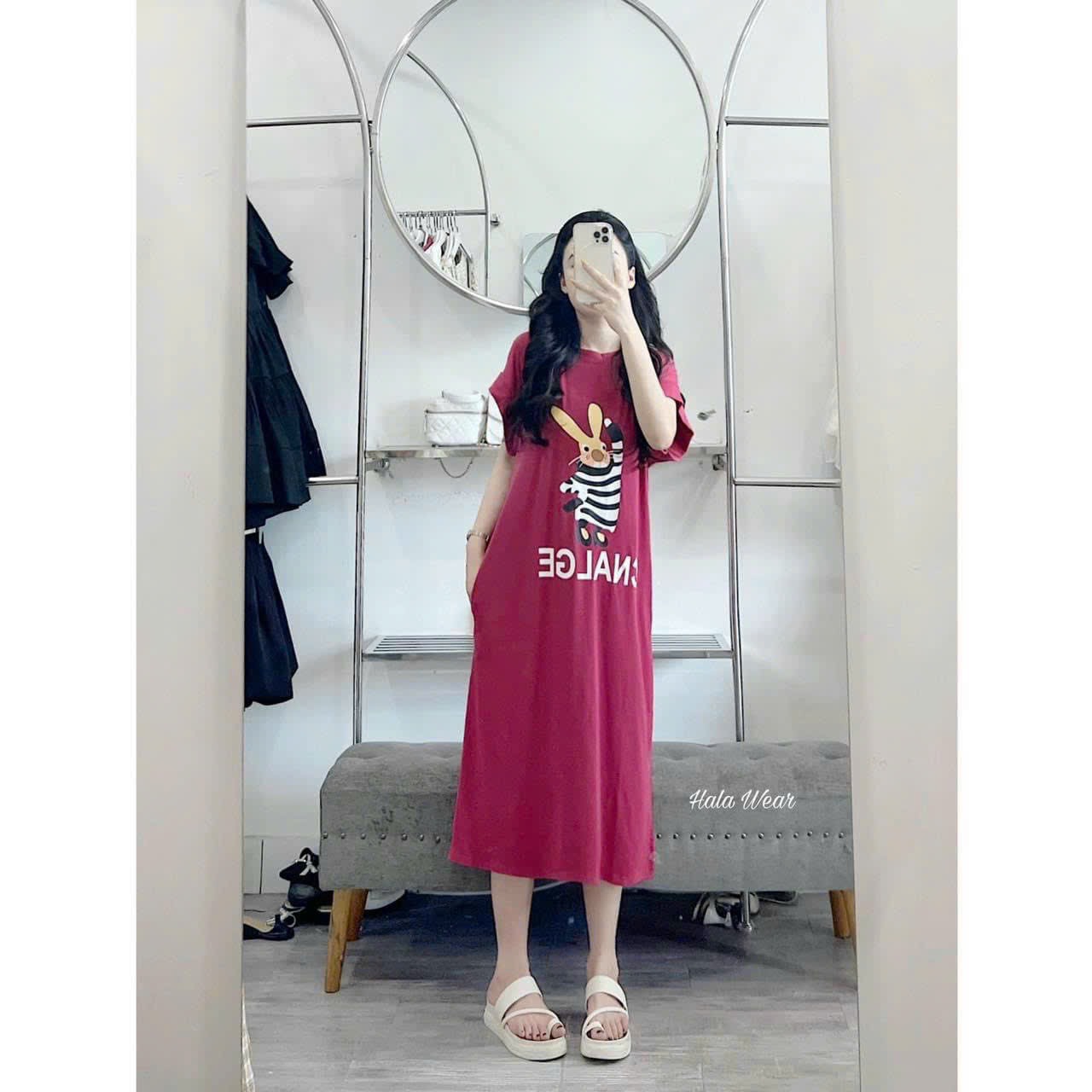 Váy suông cổ xếp bản to dáng dài phong cách Hàn Quốc có túi rộng tạo độ xoè  cho váy lên dáng rất xinh - MixASale
